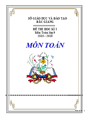 Đề thi học kì I lớp 9 THCS năm hoc 2015  2016 môn Toán